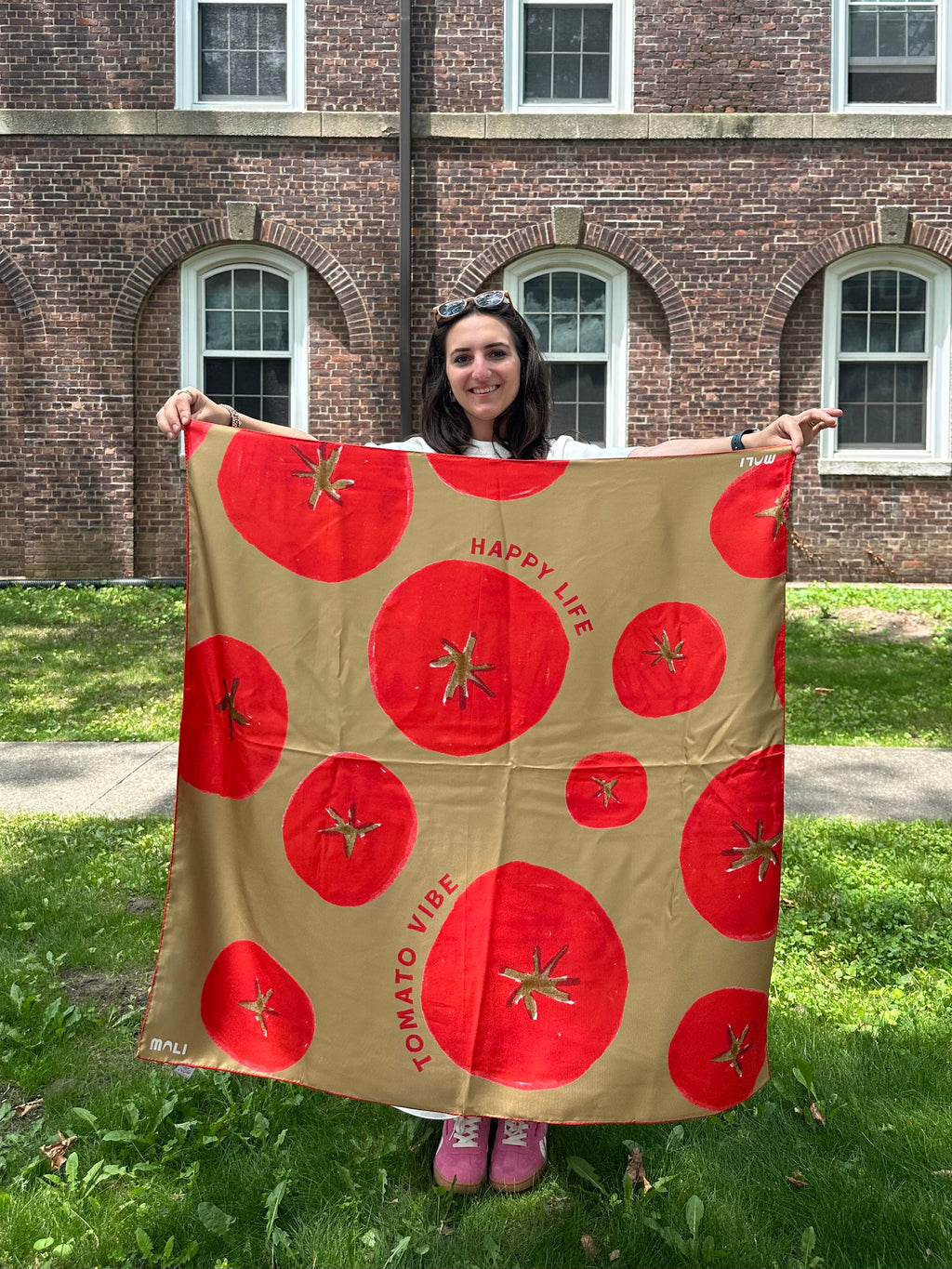 Tomato Happy Life Silk Scarf