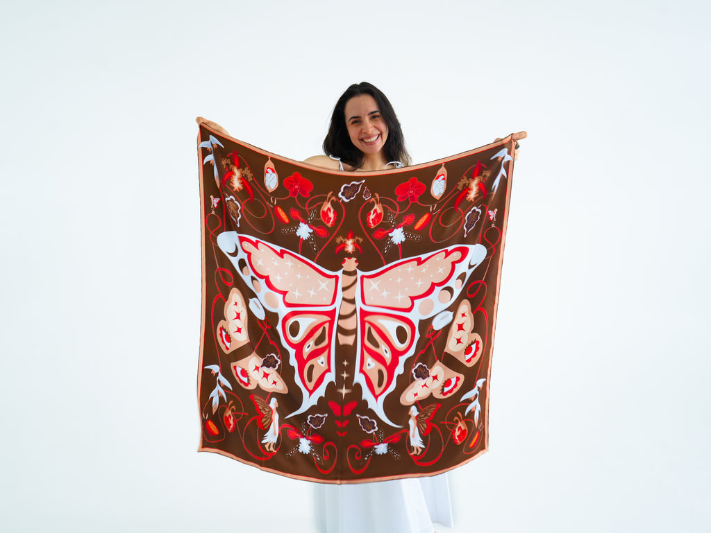 Revelation Silk Scarf  - butterfly and fairies