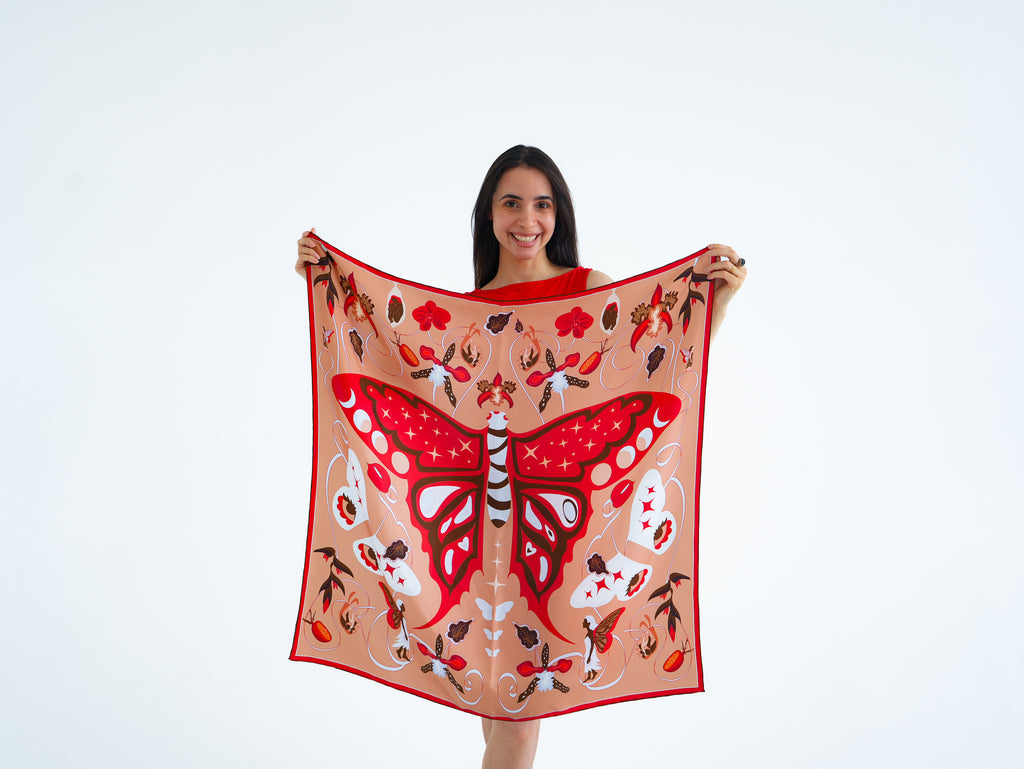 Bloom Silk Scarf  - butterfly and fairies