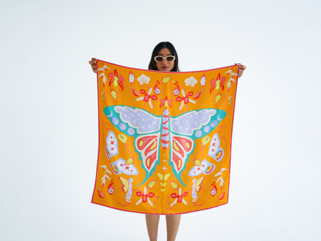 Evolution Silk Scarf  - butterfly and fairies