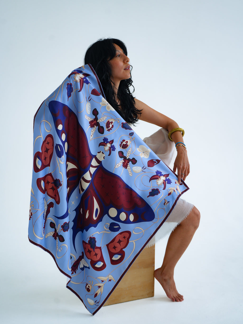 Rebirth Silk Scarf  - butterfly and fairies