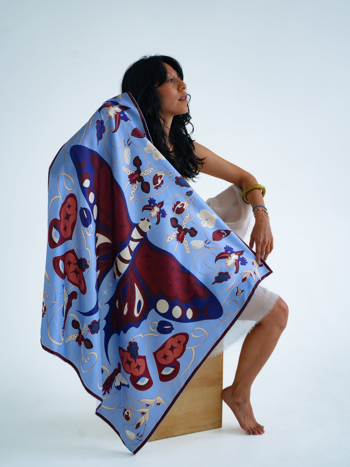 Rebirth Silk Scarf  - butterfly and fairies