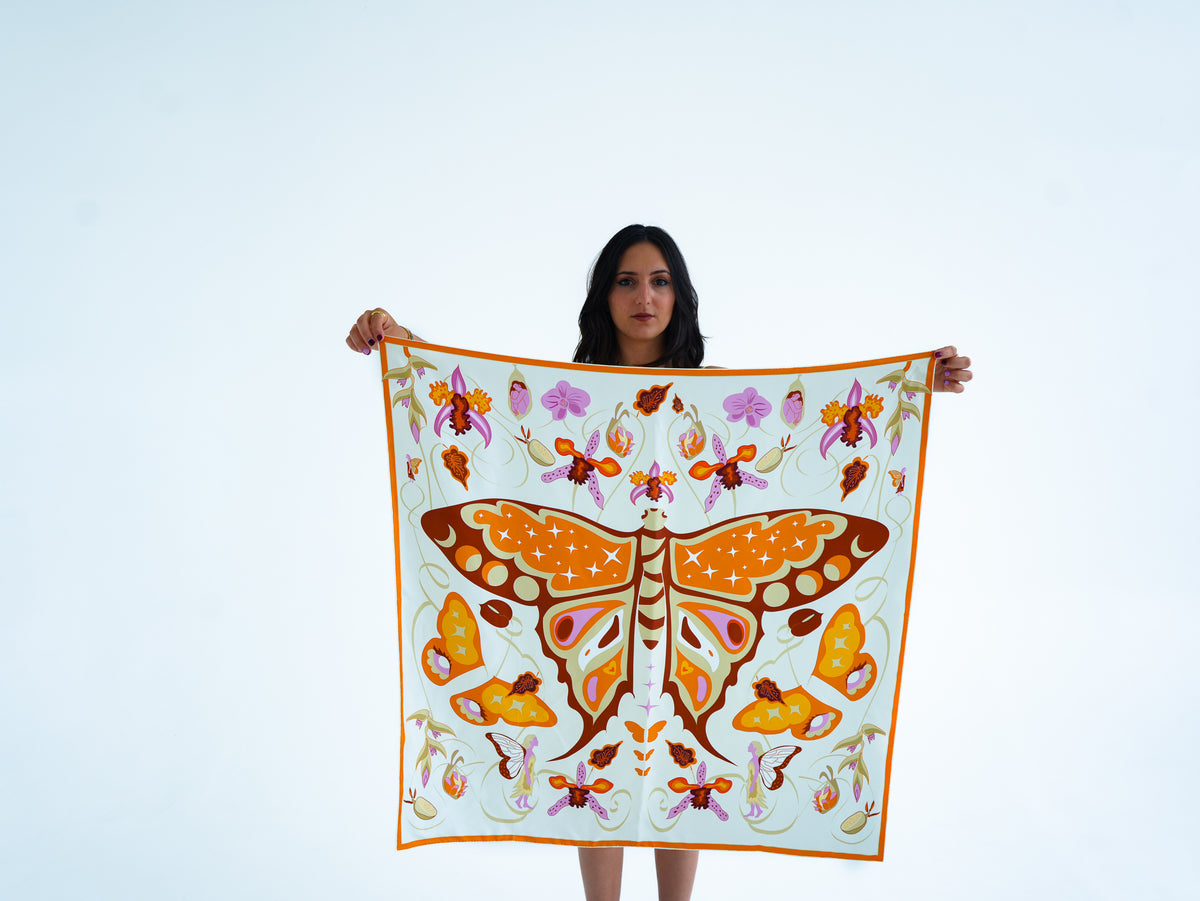 Awakening Silk Scarf  - butterfly and fairies