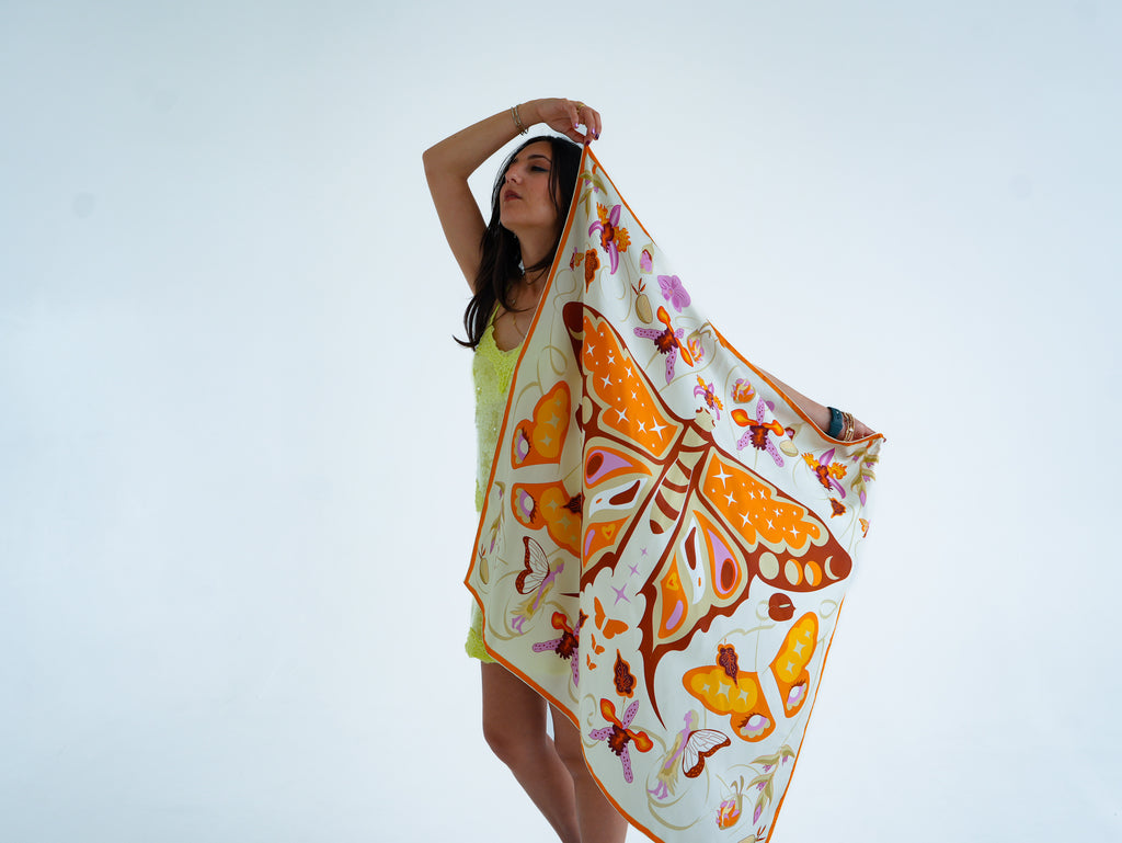 Awakening Silk Scarf  - butterfly and fairies