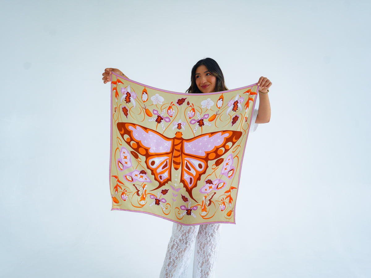 Transformation Silk Scarf - butterfly and fairies