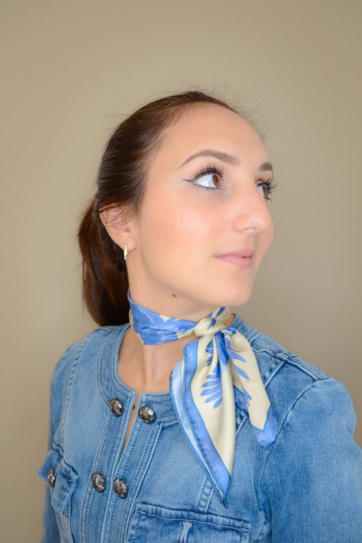 Selva silk scarf — hand-drawn rainforest botanical print on 100% silk twill