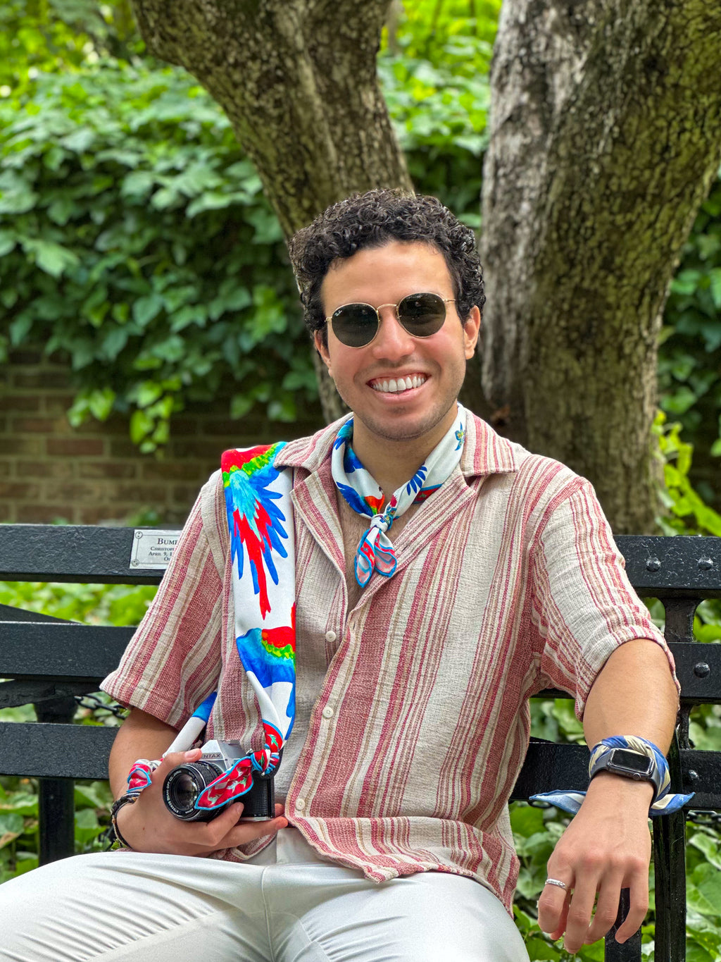 Orquídea silk scarf worn as headwrap — hand-illustrated wearable art by Barbara Vargas