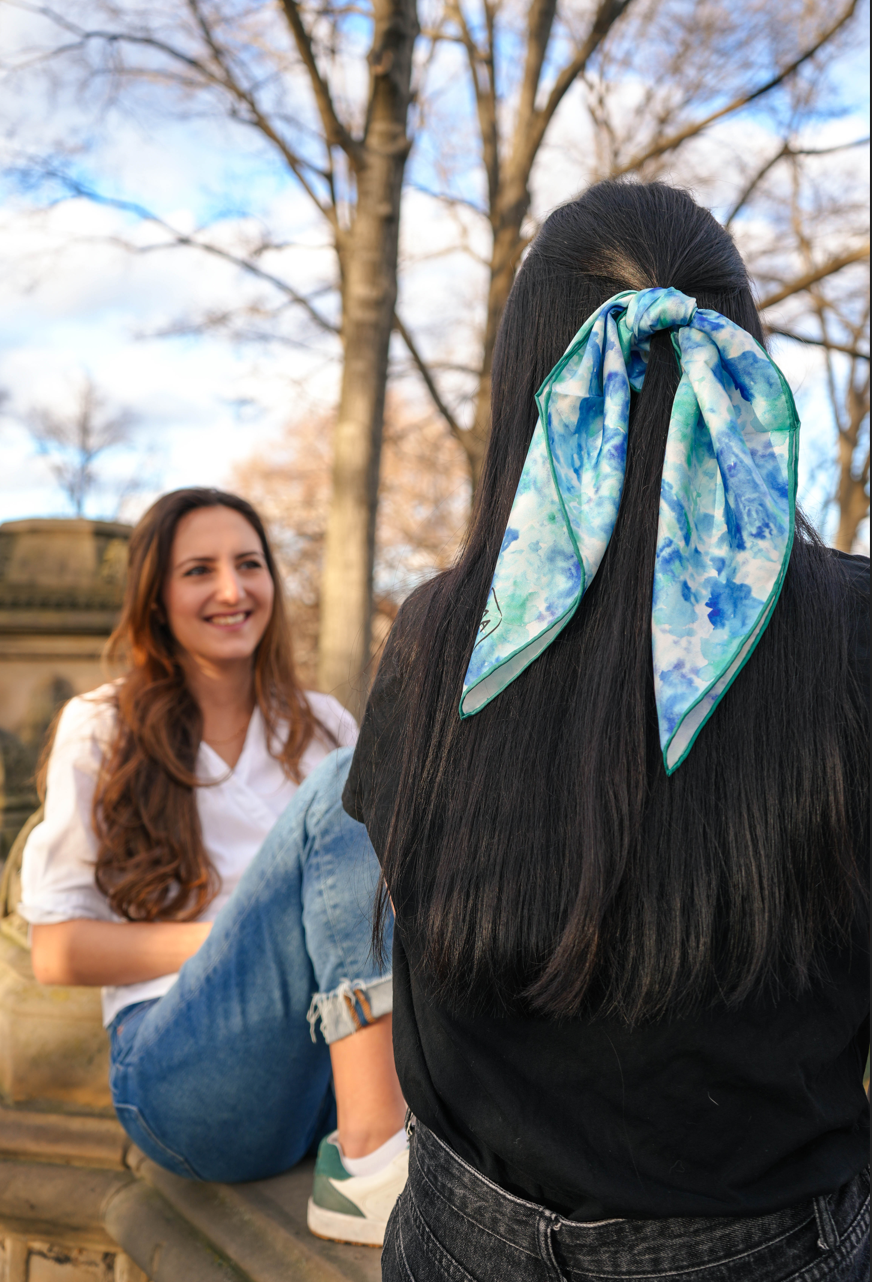 Wave Seekers Silk Scarf - ocean and surfers